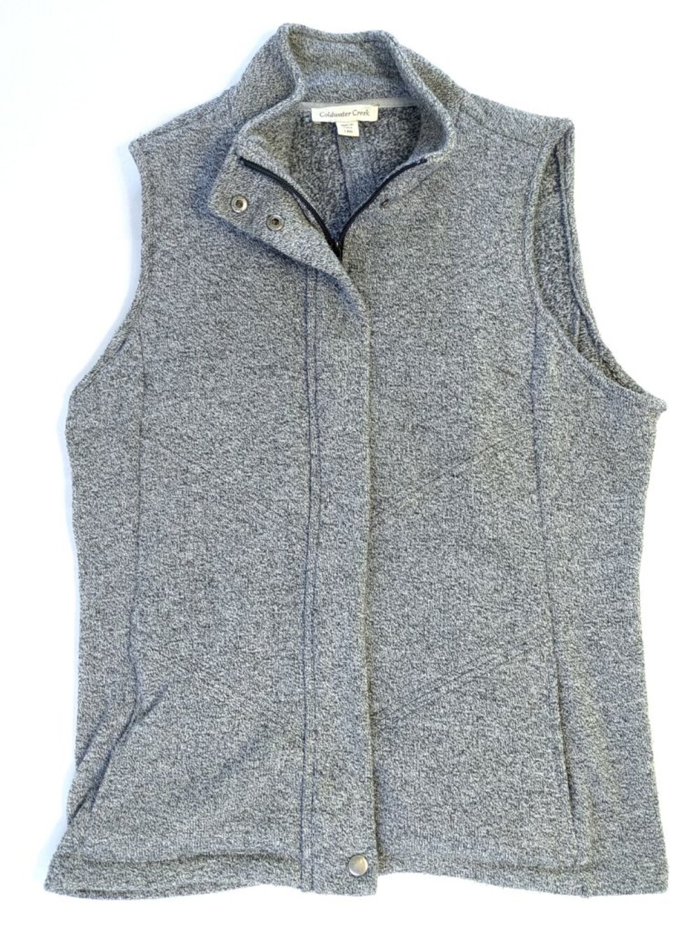 Gray Knit Sweater Vest - Women's L - Coldwater Creek Sleeveless Jacket Zipper